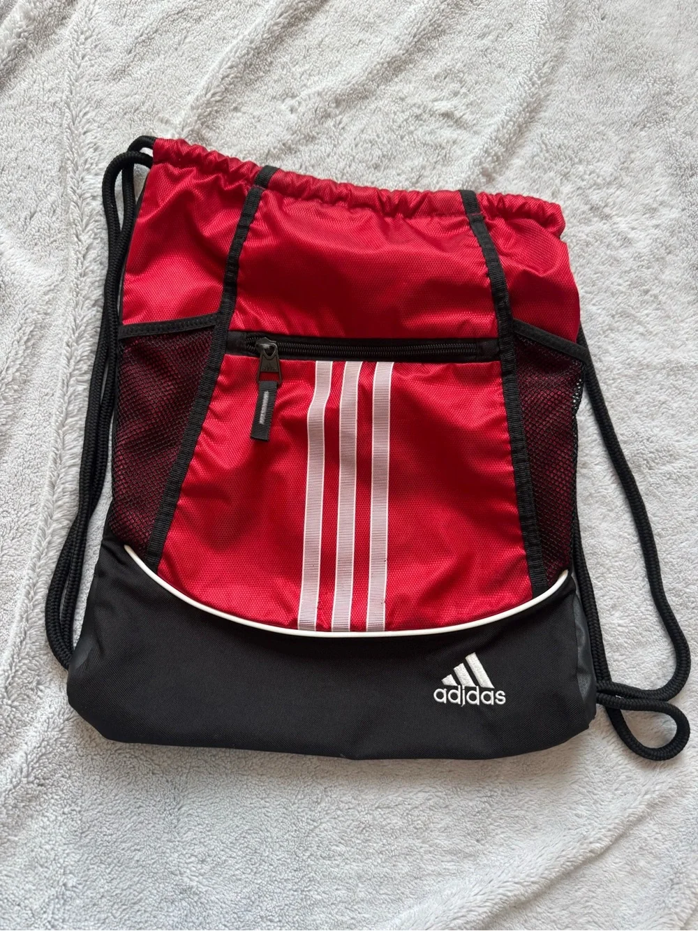 Adidas Alliance II Red Black Drawstring Backpack Sackpack Gym Sports Bag